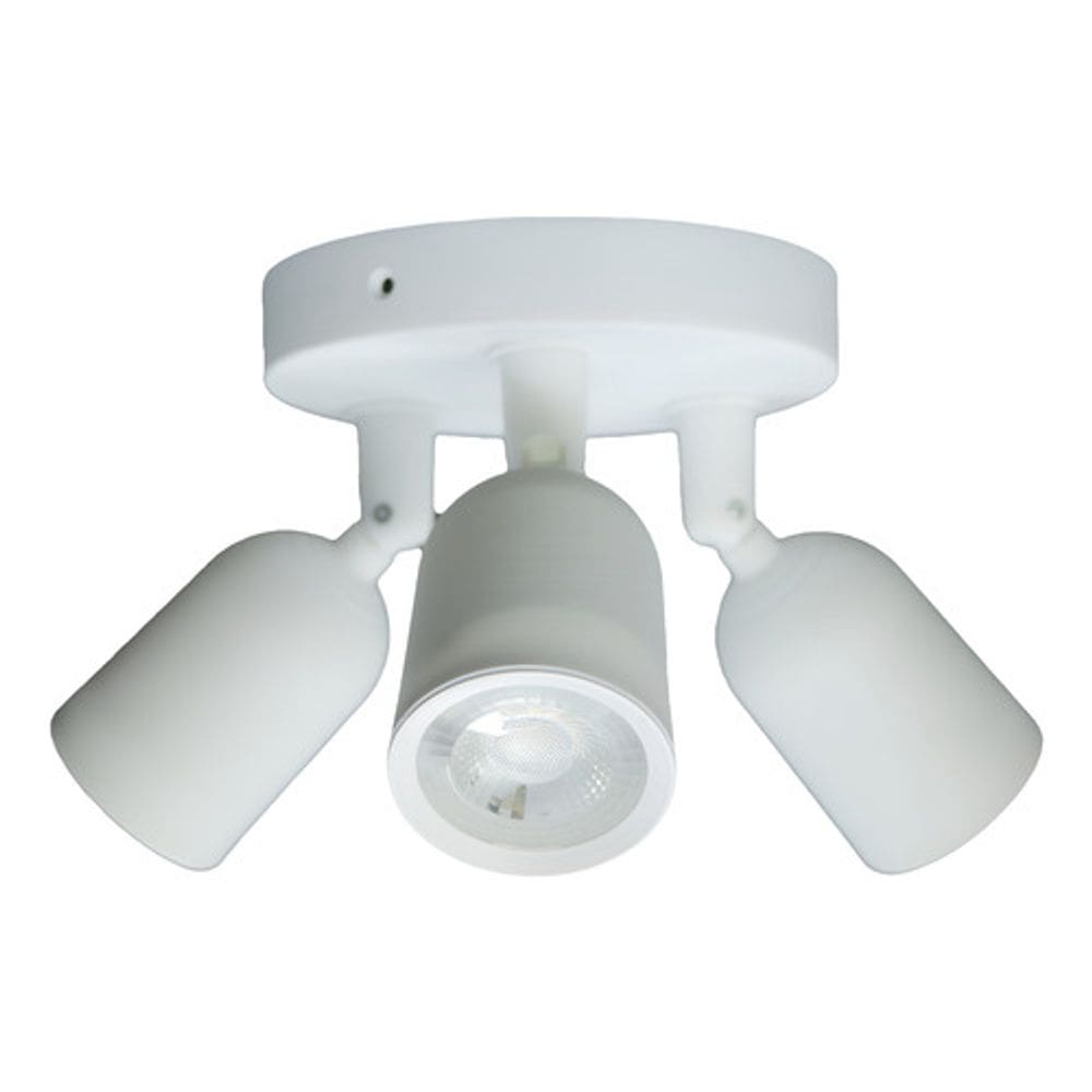 Spot Triplo Branco De Sobrepor Com Led Amarelo Inspire