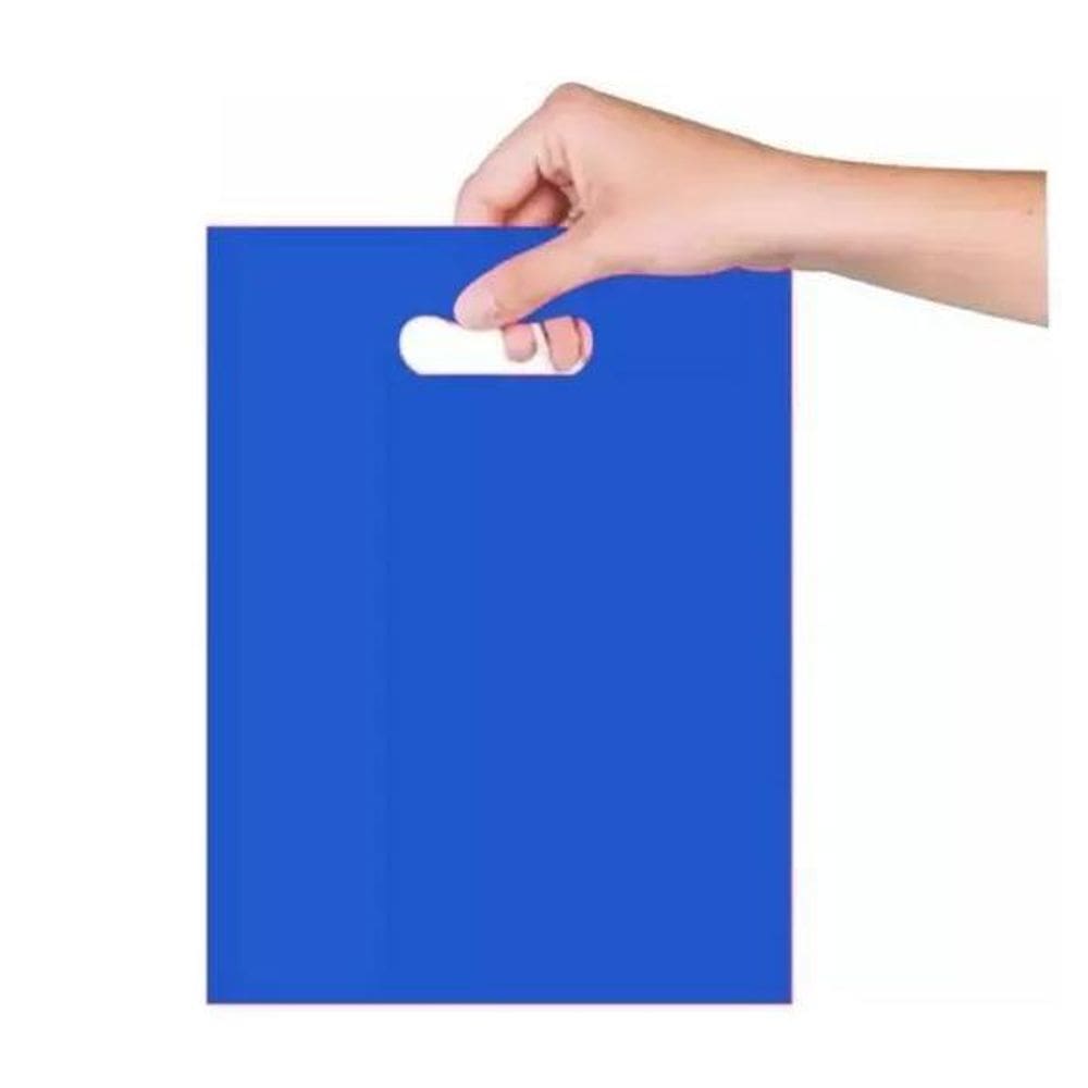 Sacola Plástica 20X30 Azul -Alça Boca De Palhaço- Kit 20Un