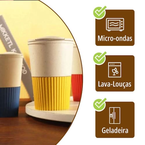 Copo Térmico Café Tampa Bambu Microondas Extra