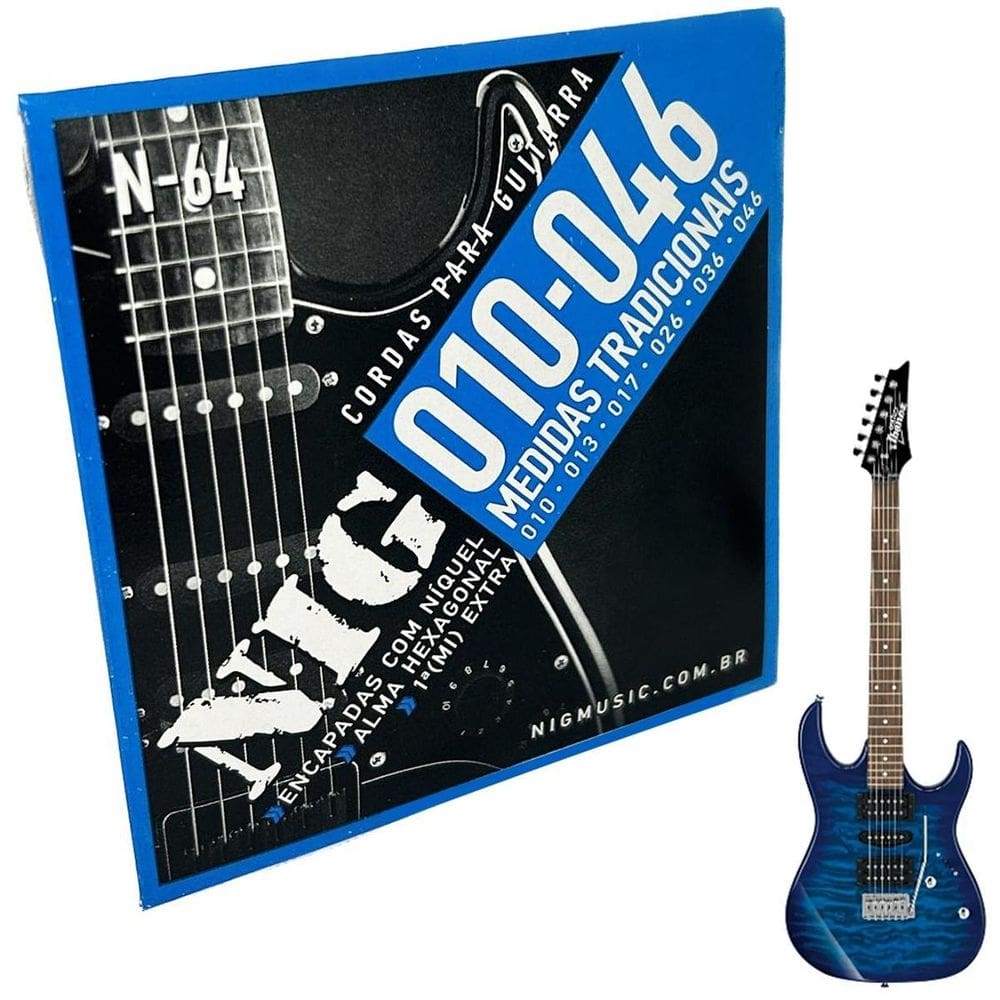 Cordas Guitarra Nig 10-46 + Palheta + Corda E