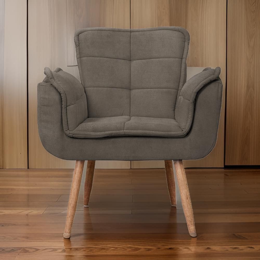 Poltrona Opala Para Sala Cadeira Elegante Com Apoio De Braço Em Veludo - Sentô Capuccino