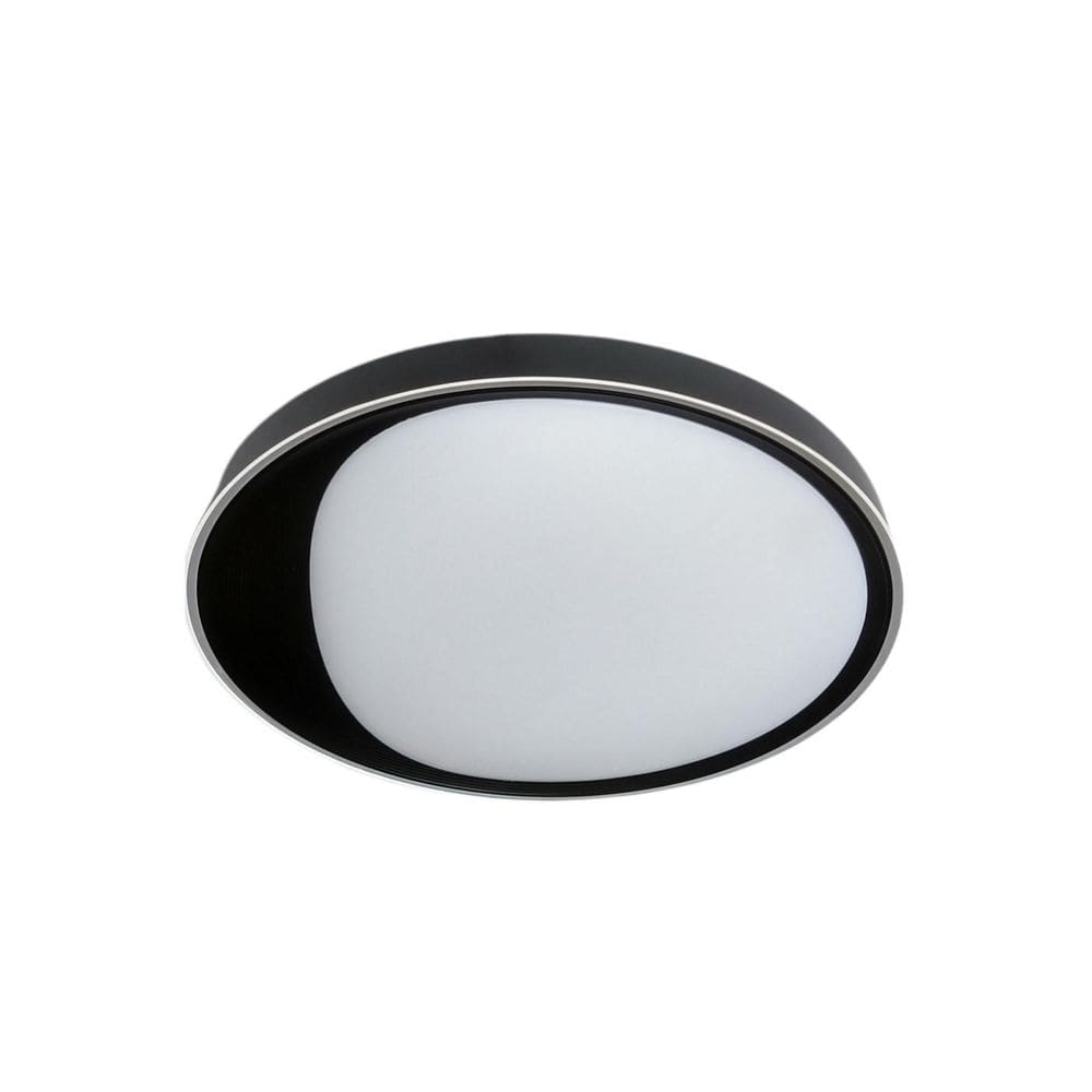 Plafon Moderno Led 3D 50Cm Preto Sala Quarto Corredor Hall