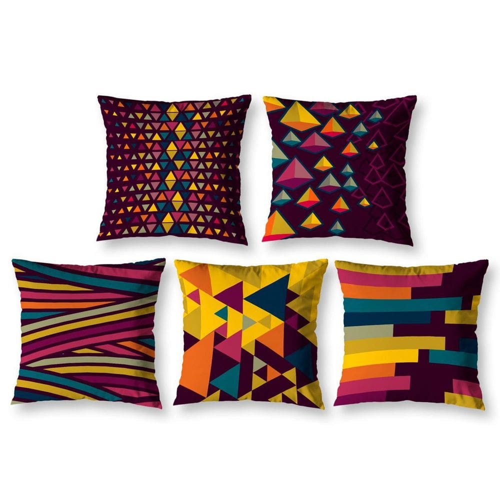 Kit 5 Almofadas Cheias 40Cm X 40Cm Estampadas Pastilhas