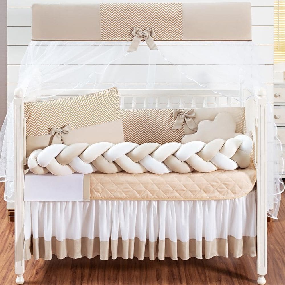 Kit Protetor Berço Americano 11 Peças Imperial Doce Bege