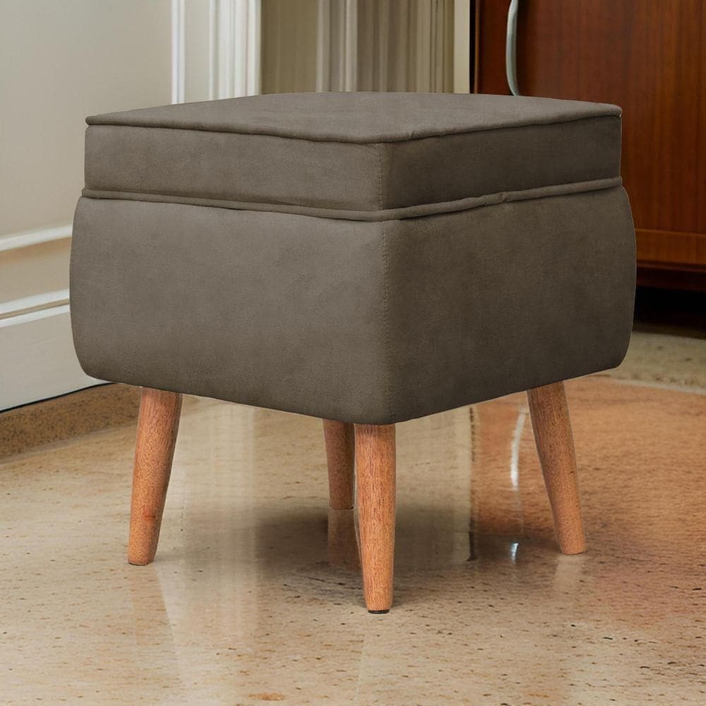 Puff Banqueta Comodoro Quadrado Em Tecido Veludo Sentô Capuccino