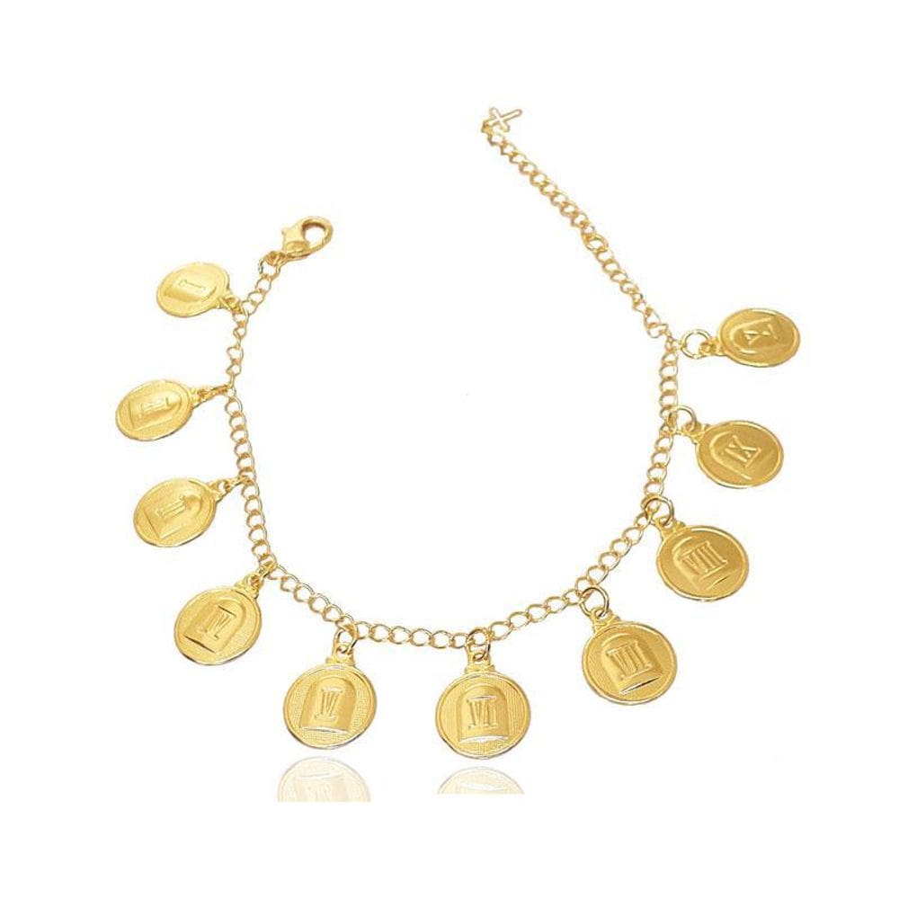 Pulseira Feminina Dez Mandamentos Visujóias Folheado 18K