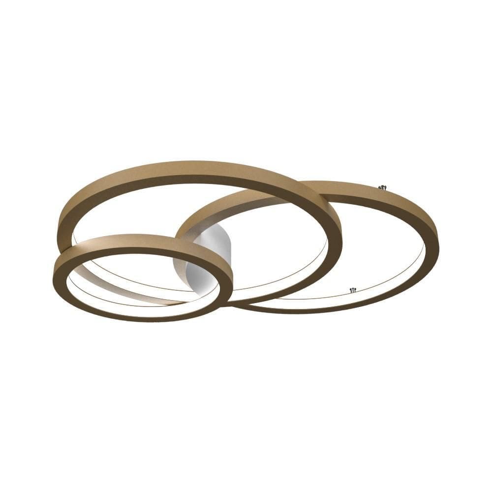 Plafon Led Moderno 86Cm Com 3 Aros Sala De Estar
