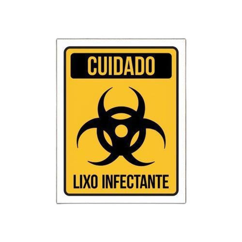 Placa Lixo Infectante - Placa De Sinalização Cuidado 27X35