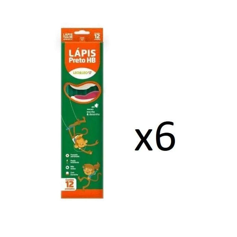 Kit 72Un Lápis Preto Grafite Hb Com Borracha Sextavado