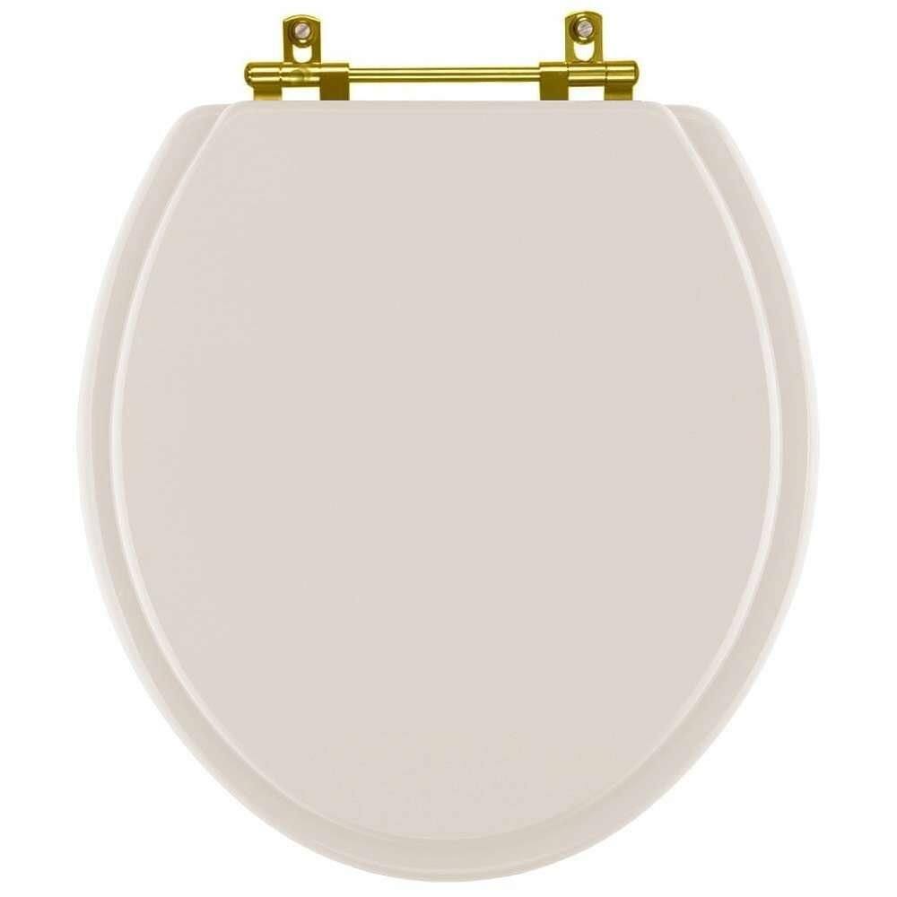 Assento Sanitario Poliéster Convencional Oval Amendoa para vaso Ideal Standard com Ferragem Dourada
