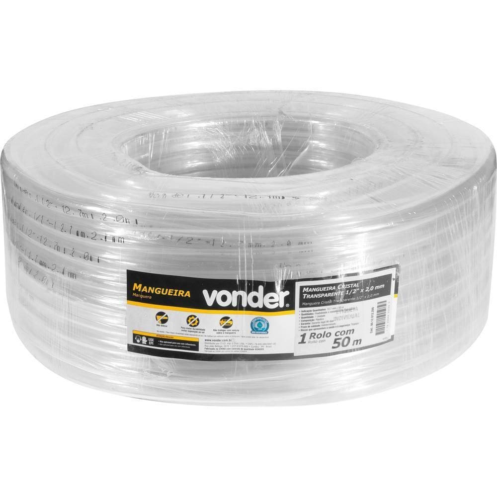 Mangueira Cristal Transparente 1/2X2,0Mm Com 50M Vonder