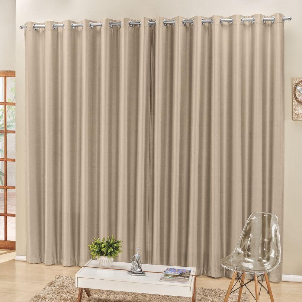 Cortina 3M Quarto Escritório Semiblackout Trilho Comum Bege