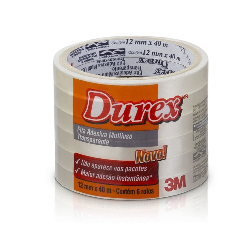 Fita Durex 12x40m Transparente 3M 6 Rolos