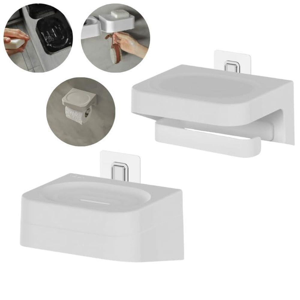 Kit Suporte Porta Papel Higiênico+ Saboneteira Box Banheiro