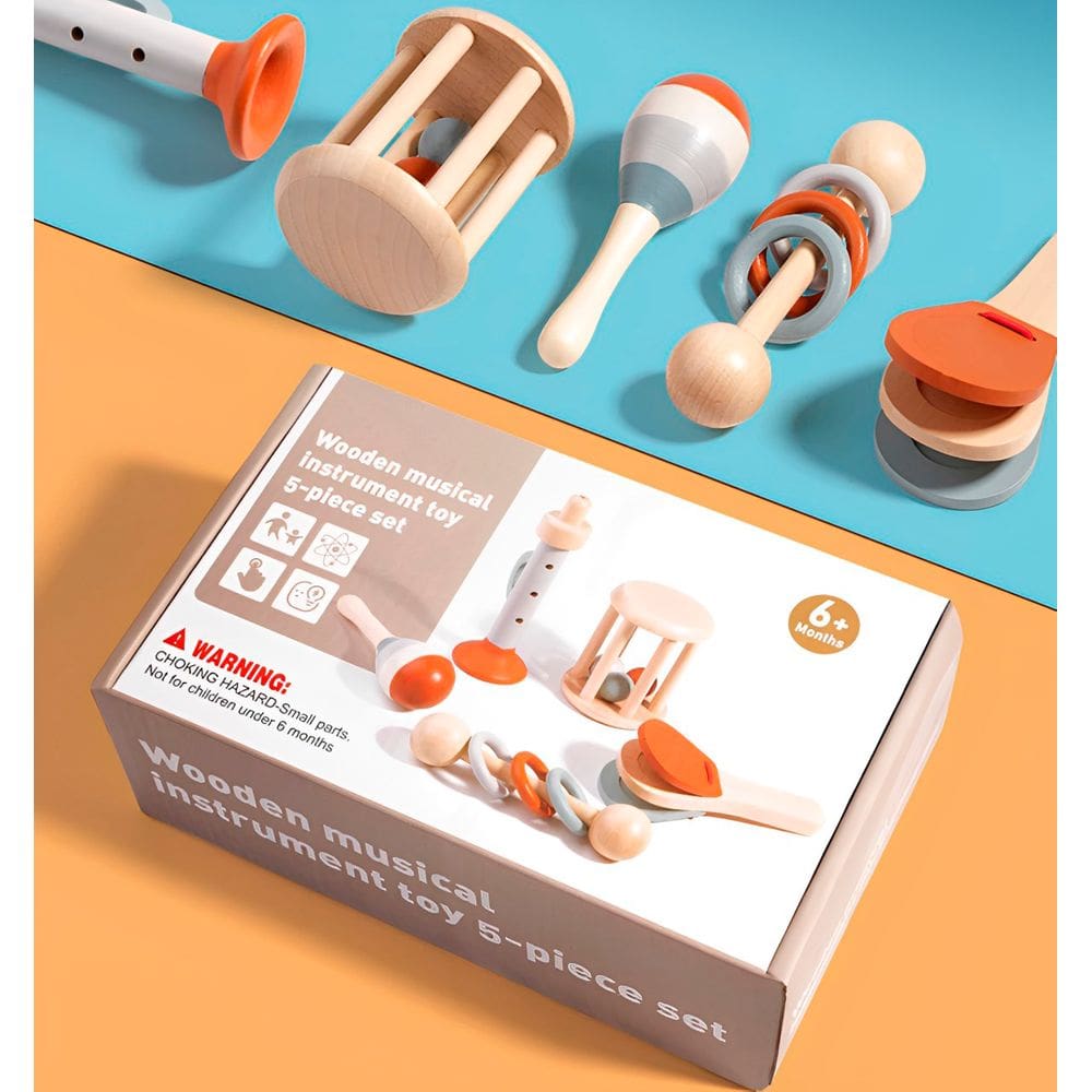 Conjunto 5 Instrumentos Musicais Para Bebês Brinquedo Didático Mentessori - OMG!