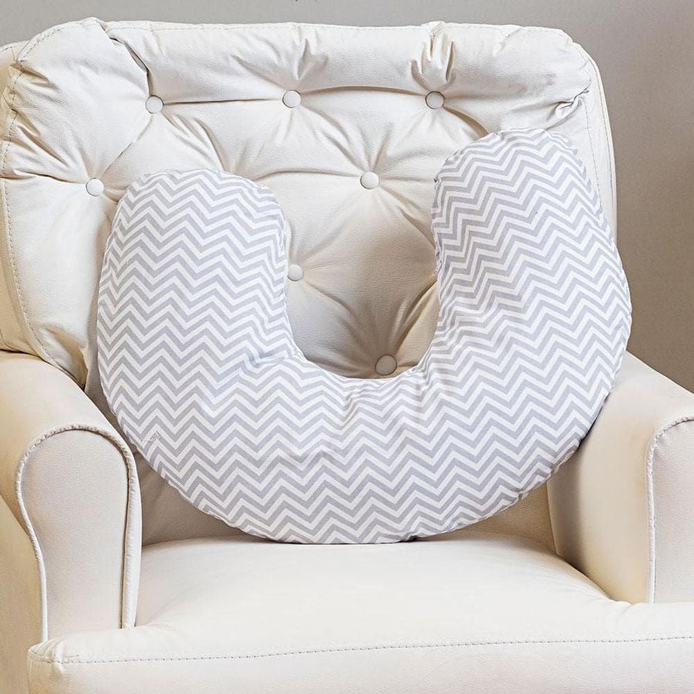 Almofada De Amamentar Chevron Cinza Menino Menina
