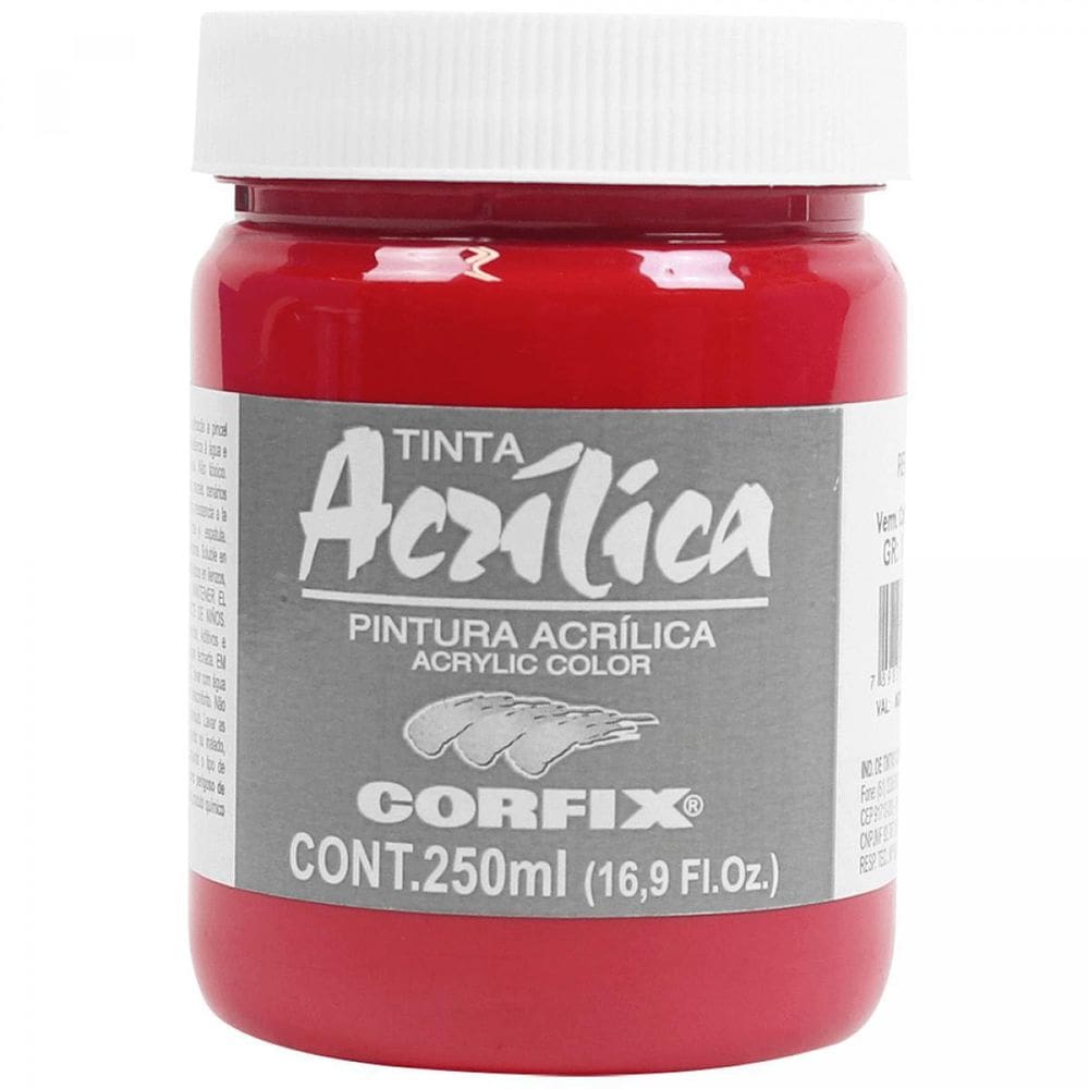 Tinta Acrílica Corfix Verm Cádmio Escuro Imit 130 G1 250Ml