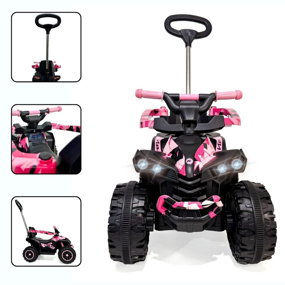 Carrinho de passeio com empurrador luzes e aro protetor Rosa