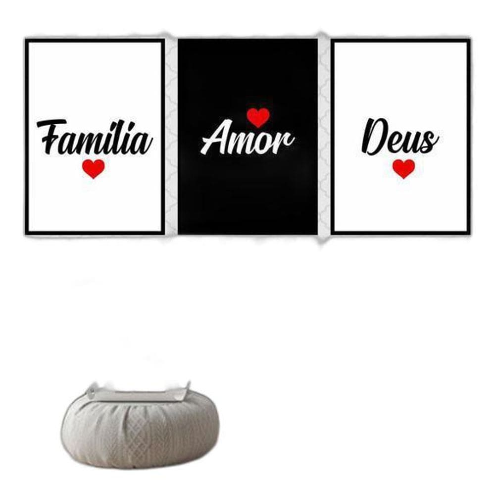 Kit 3 Quadros Família, Deus E Amor 24X18Cm 002
