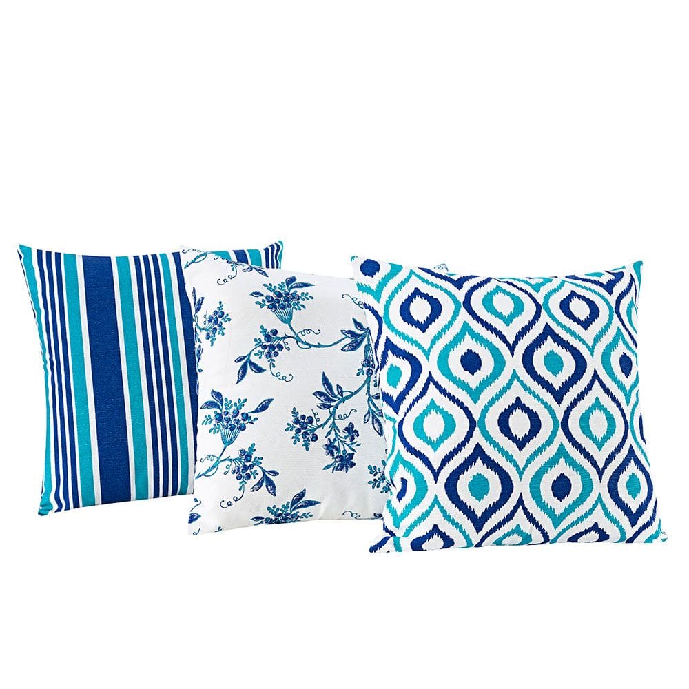 Kit 3 Almofadas Decorativas 40cm com Tecido Flamê Azul
