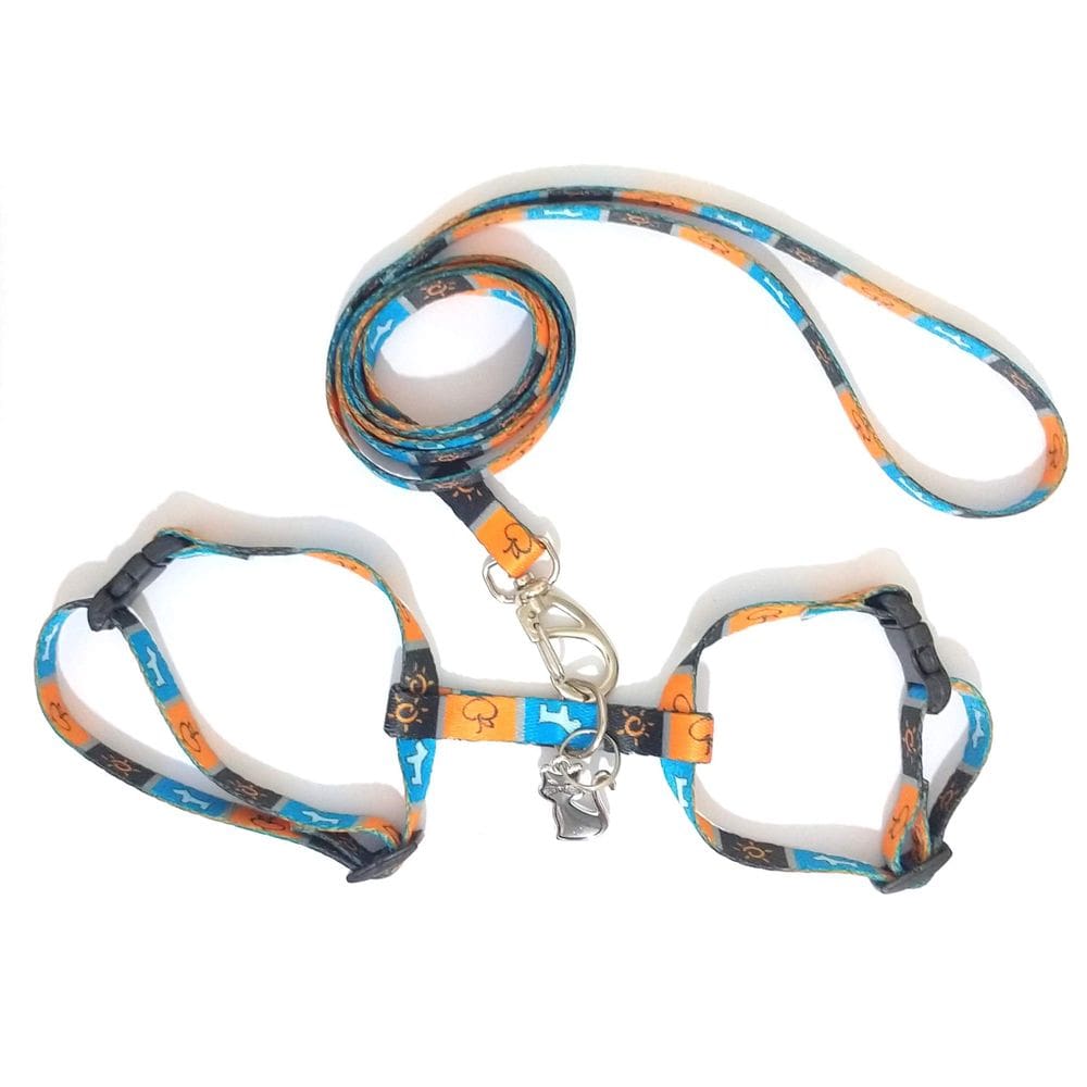 Conjunto Peitoral Para Gatos laranja Tam único 12cm a 22cm