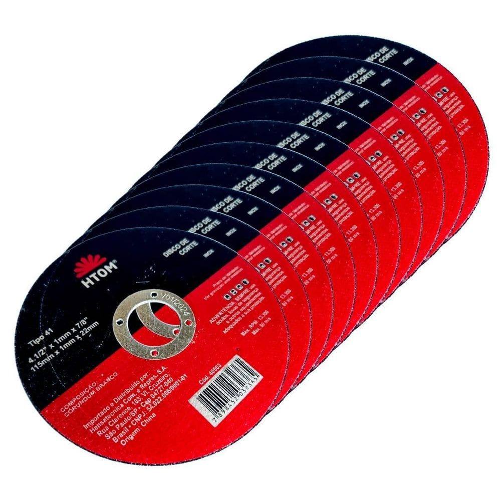 10 Discos De Corte 4 1/2 Inox Metal Fino 1Mm Esmerilhadeira