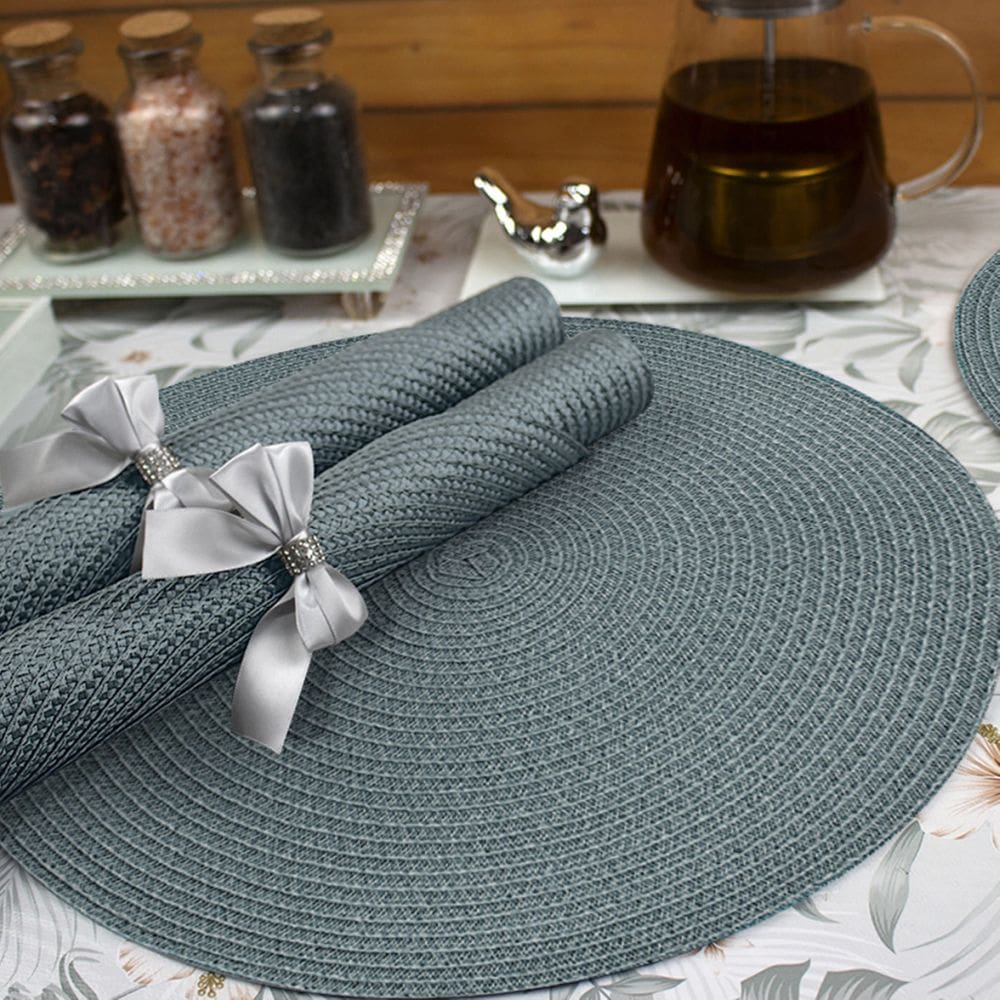 4 Jogo Americano Redondo Mesa Posta Sousplat Luxo Pvc Mcz2