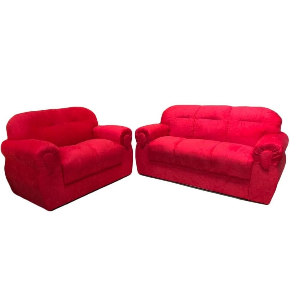 Jogo de Sofá de 2 e 3 Lugares Brasil/Viena Vermelho Liso