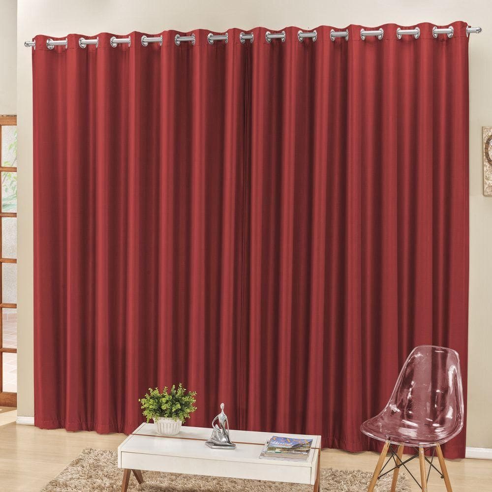 Cortina 2M Escritório Semiblackout Trilho Suisso Vermelho