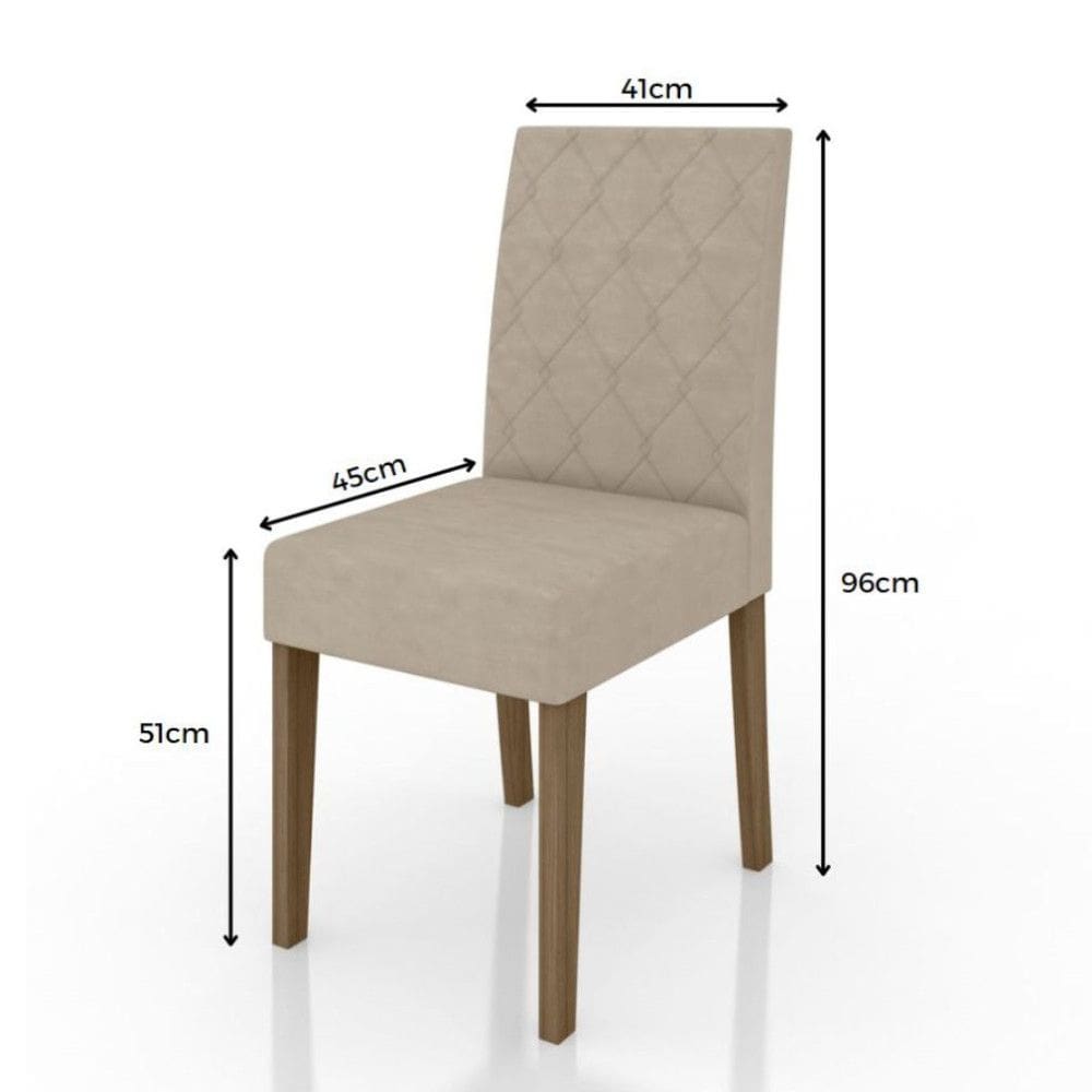 Sala de Jantar Liz 160x90 Com Vidro 6L Cadeiras Jade Poliman Móveis