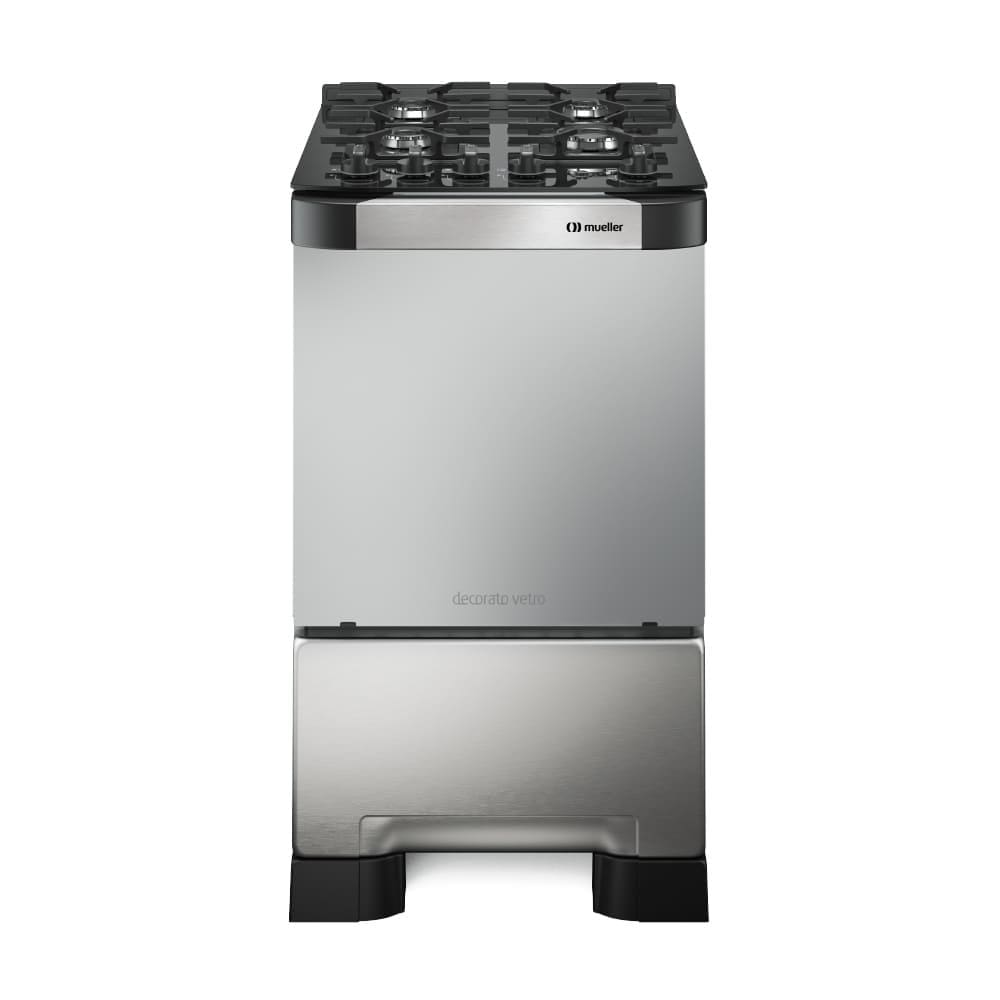 Fogão 4 Bocas Mueller Decorato Vetro Inox Mesa em Vidro - Bivolt - 601130005