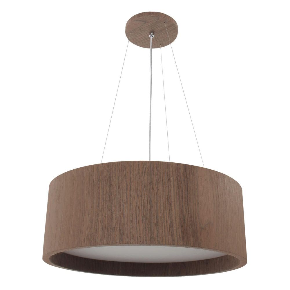 Pendente Wood Redondo 30Cm - 2 Luzes E27 - Imbuia