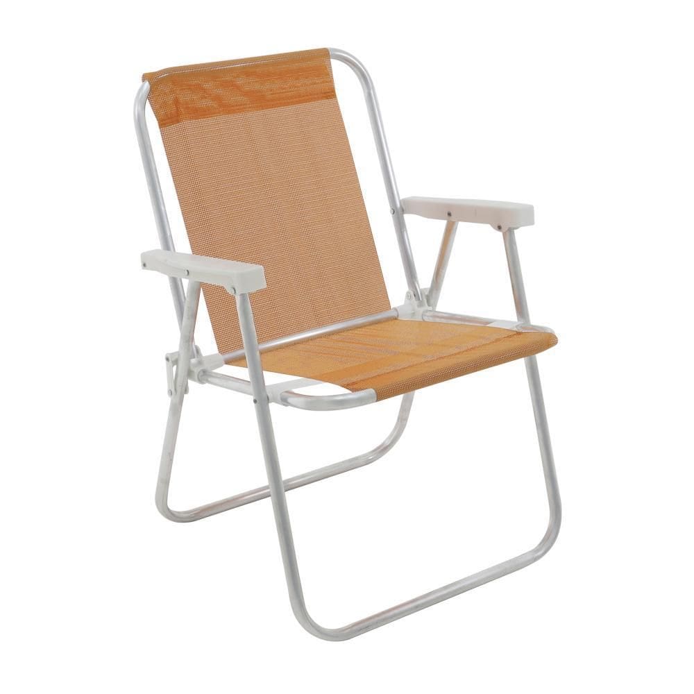 Cadeira Praia Alta Alumínio 110Kg Lazy Bel - Laranja