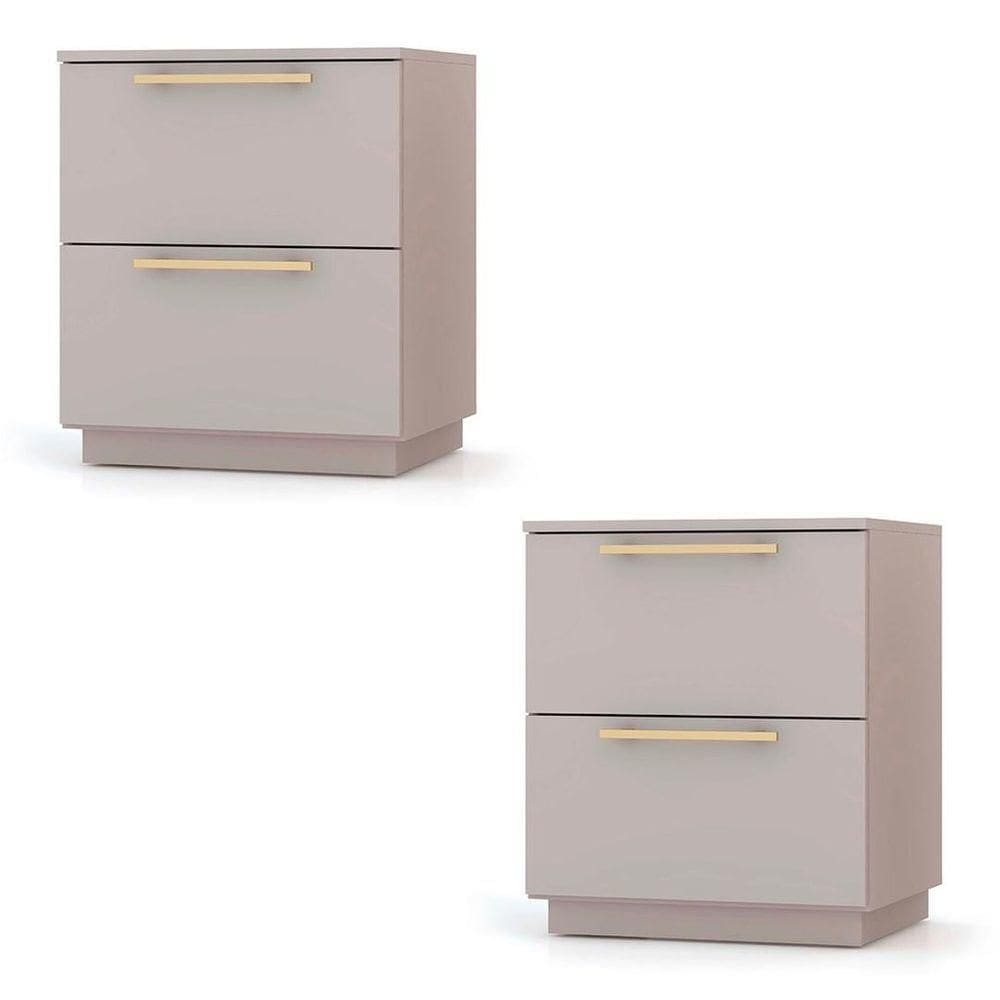 Mesa De Cabeceira Com Gavetas Dubai Kit 2 - Vila Rica
