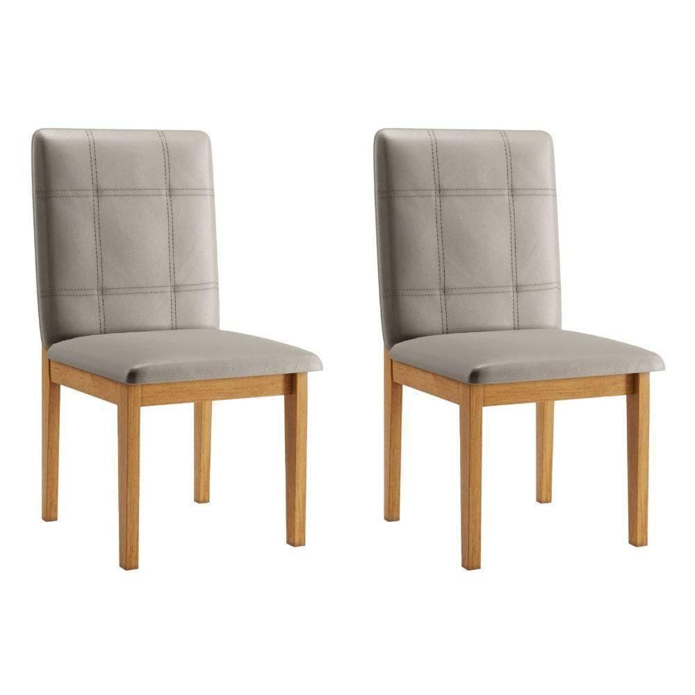 Conjunto 2 Cadeiras ágata Veludo Bege Pés Em Madeira Jcm