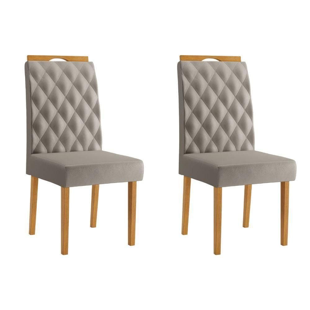 Conjunto 2 Cadeiras Rubi Veludo Bege Pés Em Madeira Jcm