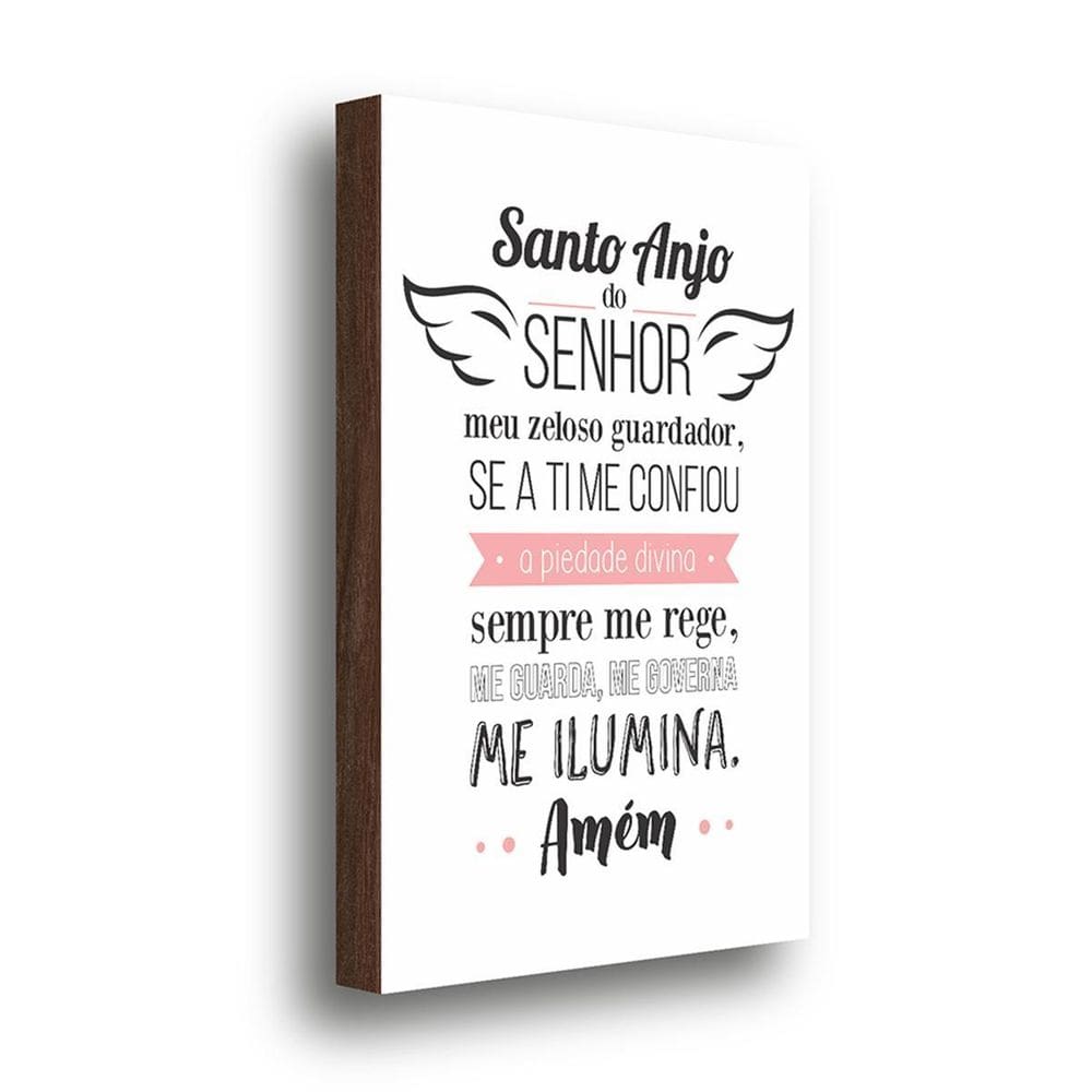 Quadro Decorativo Santo Anjo Do Senhor Rosa 40X60Cm
