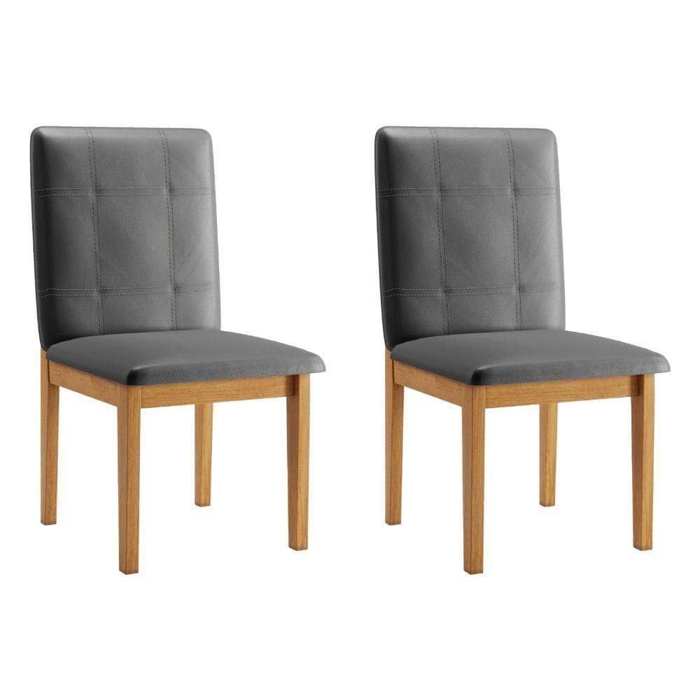 Conjunto 2 Cadeiras ágata Veludo Cinza Pés Em Madeira Jcm