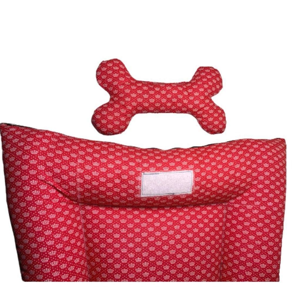 Almofadão Nica Ossinho Para Cães E Gatos - Vermelho