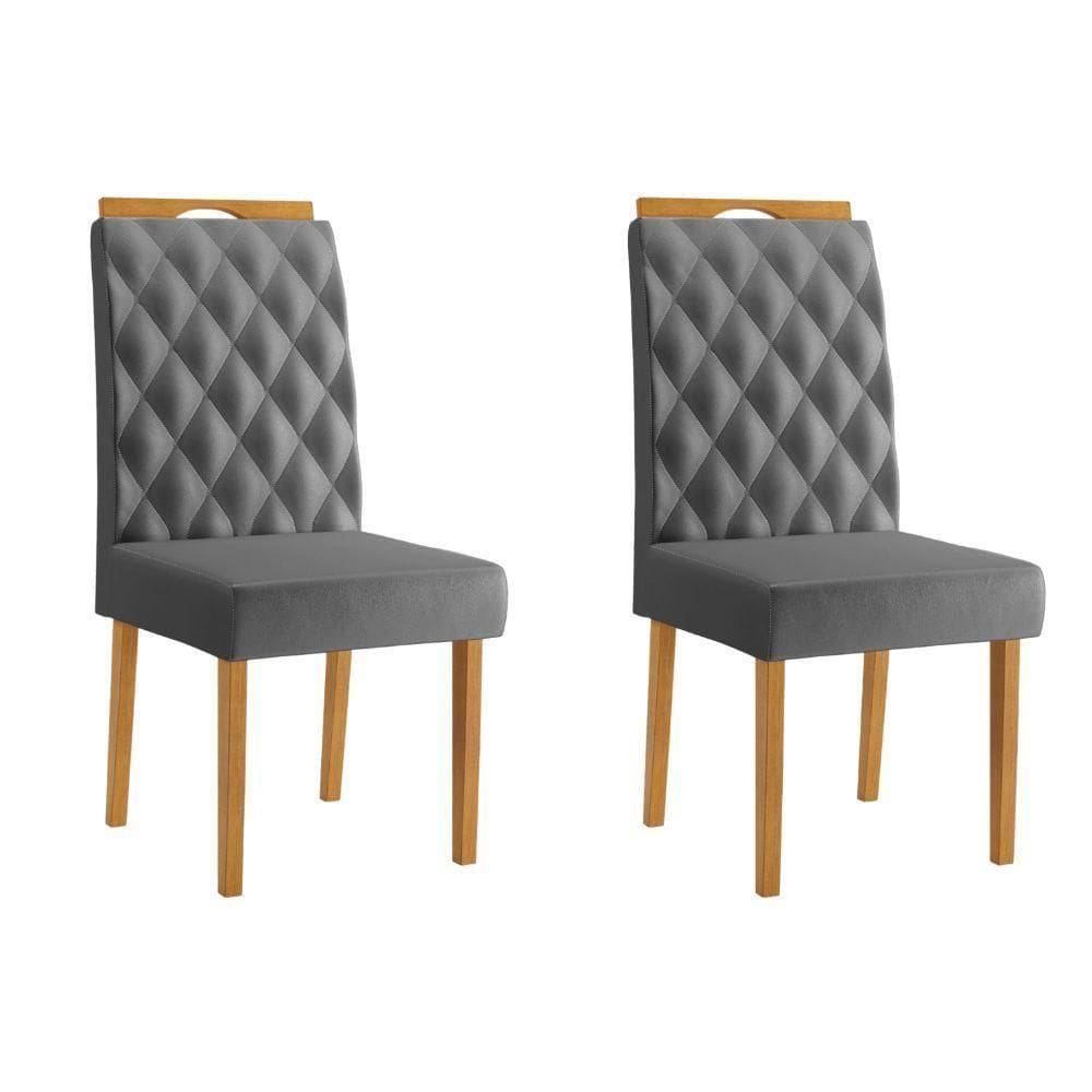 Conjunto 2 Cadeiras Rubi Veludo Cinza Pés Em Madeira Jcm