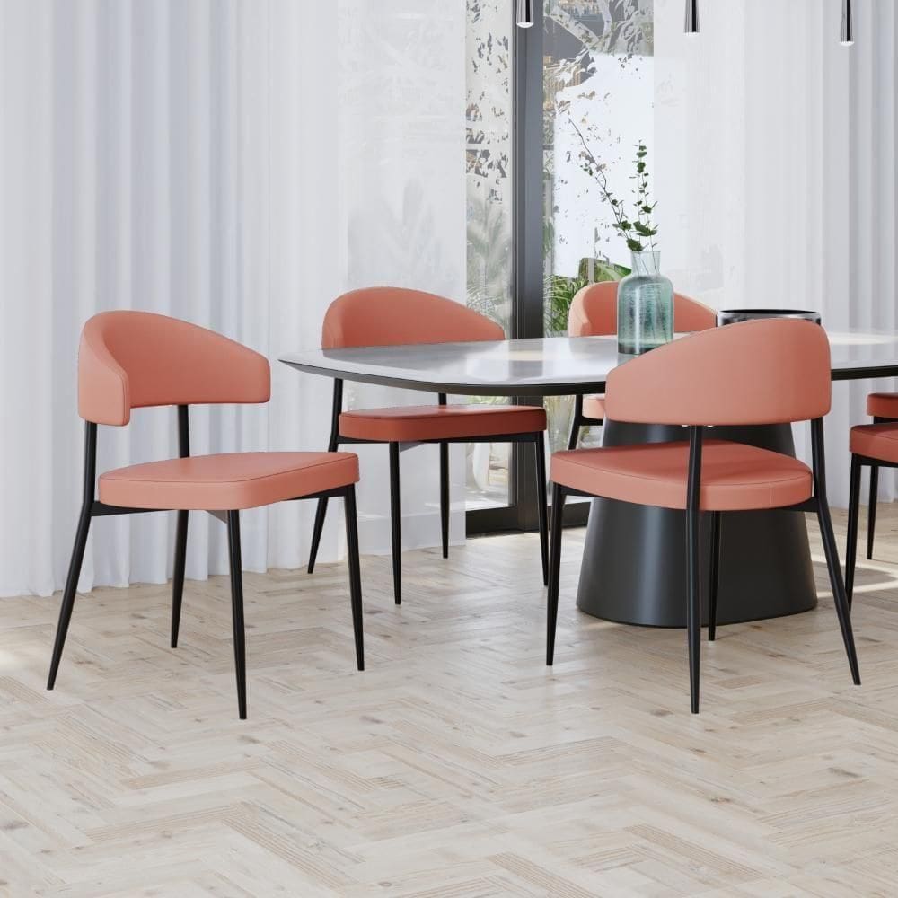 Conjunto 2 Cadeiras De Jantar Revestimento Sintético Bless Estr. Preta Courino Marte Terra Rosê