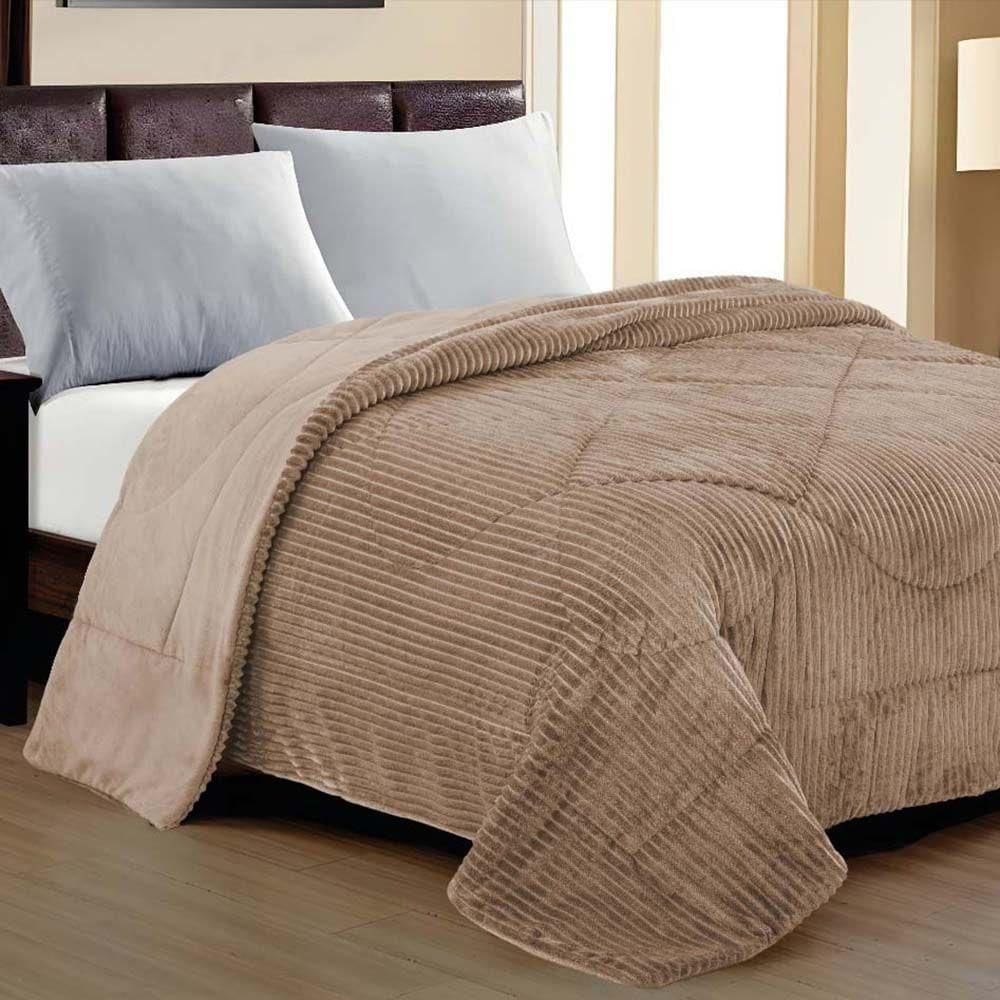 Cobertor Aveline Casal King Manta Plush Canelada 01 Peça Toque Macio - Chocolate