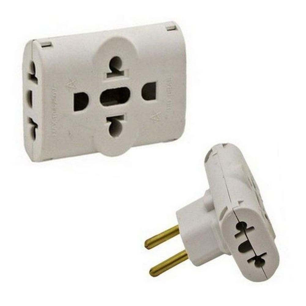 Kit Com 2 Adaptador Pino Universal Tomada Benjamim T 10A/20A