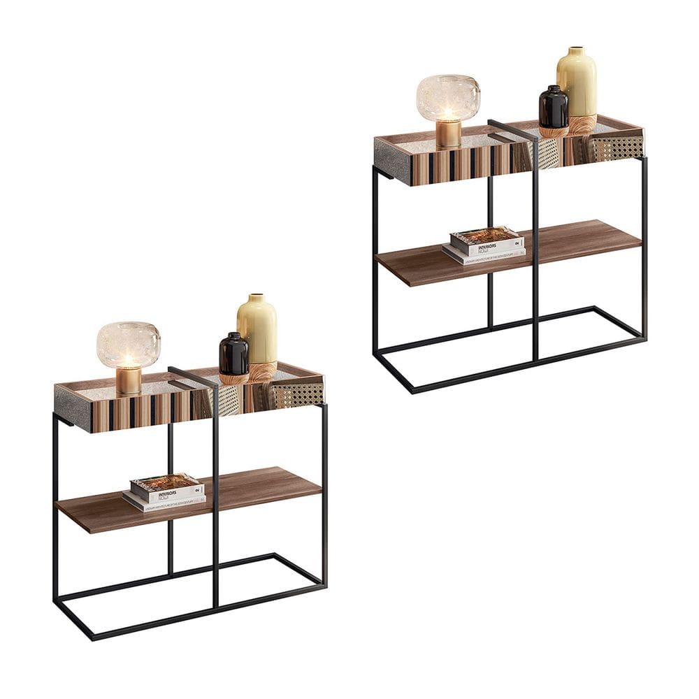 Kit 2 Aparadores para Sala Madeira e Metal Estilo Industrial Buffet Aurora - ÉdeCasaMóveis