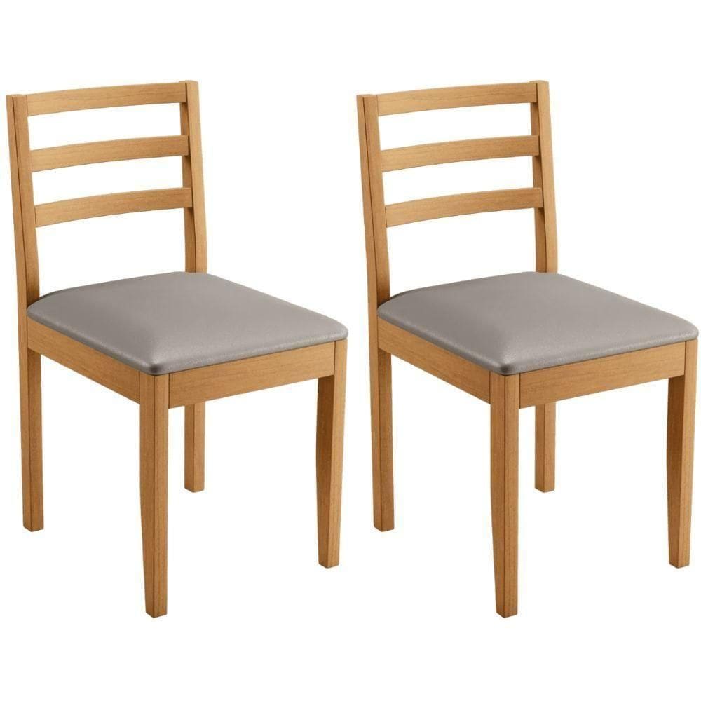 Conjunto 2 Cadeiras Jade 02 Veludo Bege Pés Em Madeira Jcm