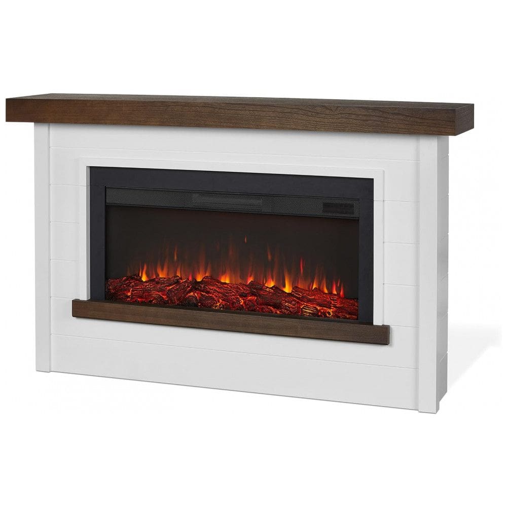 Lareira Elétrica Real Flame Bernice 170,18 cm com Suporte para Sala de Estar ou Quarto, Inserto de Lareira Substituível, Efeito Realista de