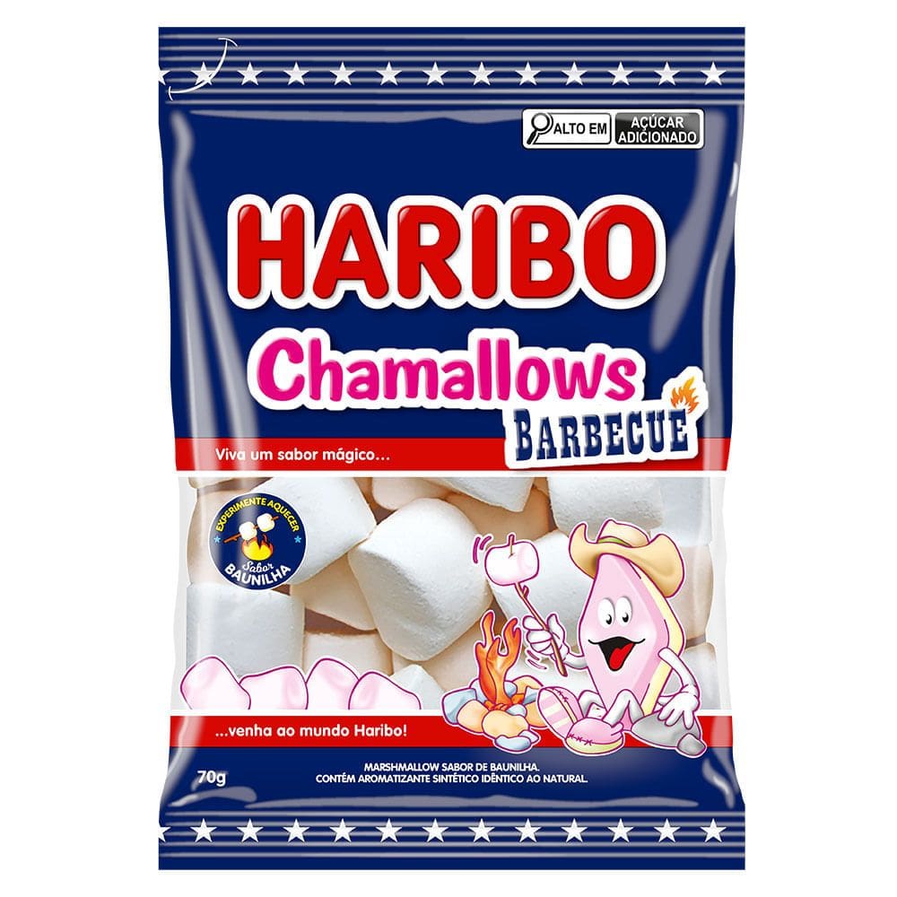 Balas Haribo Chamallows Barbecue Sabor Baunilha 70g