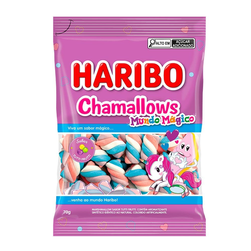 Balas Haribo Chamallows Mundo Mágico Sabor Tutti Frutti 70g