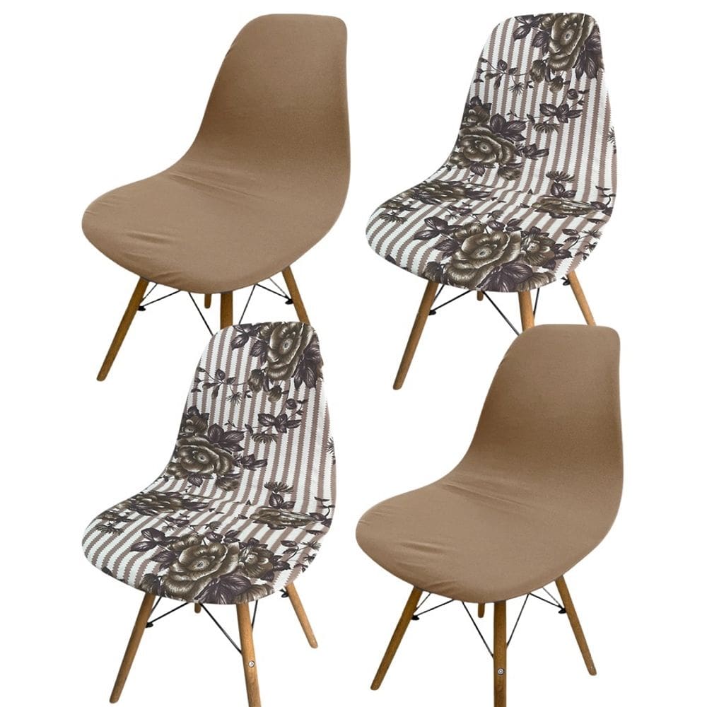 Kit 4 Capa de Cadeira Charles Eames Eiffel Pé Palito Malha Mista