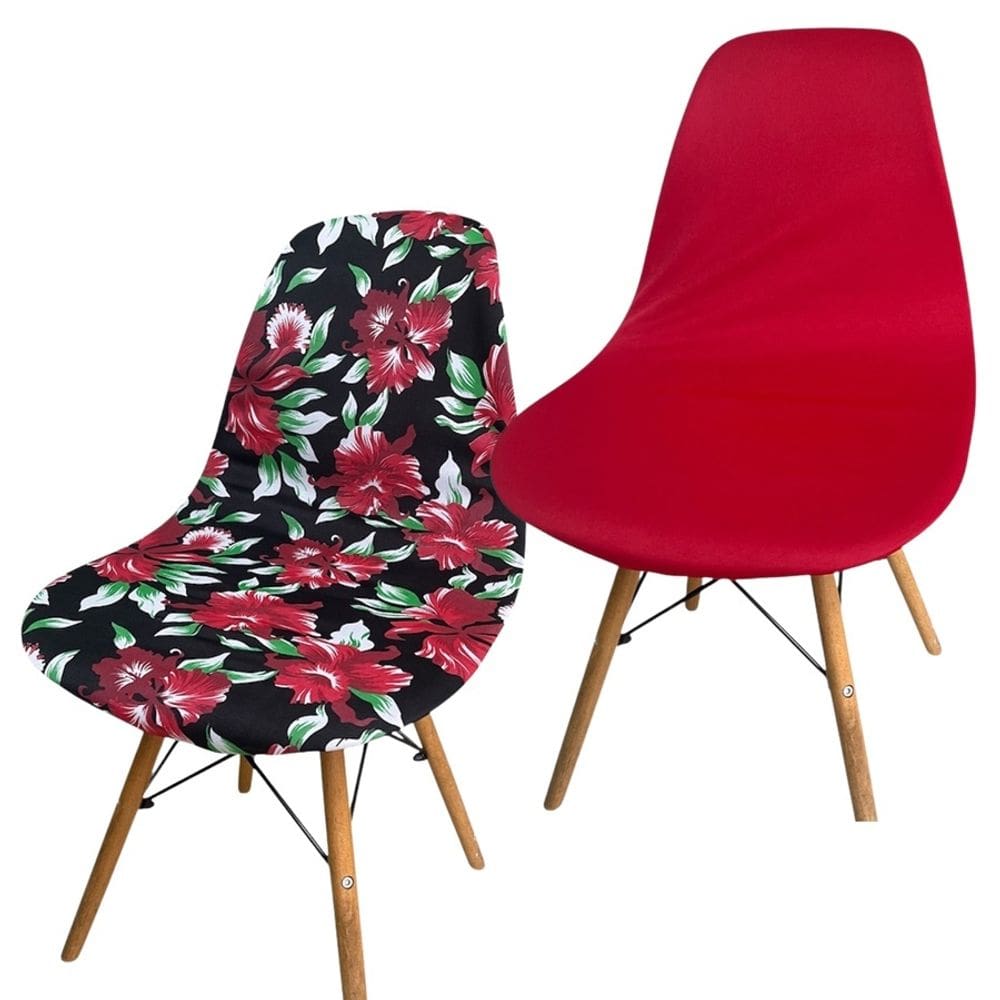 Kit 2 Capa de Cadeira Charles Eames Eiffel Pé Palito Malha Mista